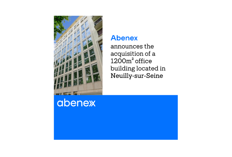 Building at 173 Avenue Achille Peretti in Neuilly-sur-Seine acquired by Abenex REIM, a 1,200 m² office space with 36 underground parking slots.